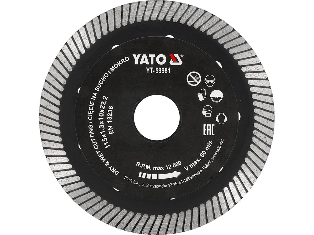 YT-59981 YATO DIAMOND BLADE TURBO FOR HARD COMPOSITE TILES 115MM YT-59981